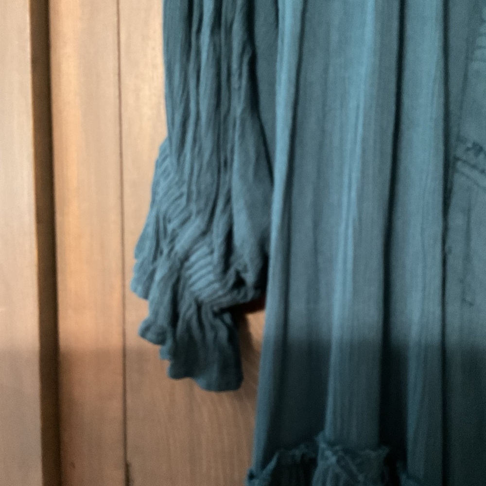 Free People Teal Mini Tiered Gauze Dress - Picture 3 of 4